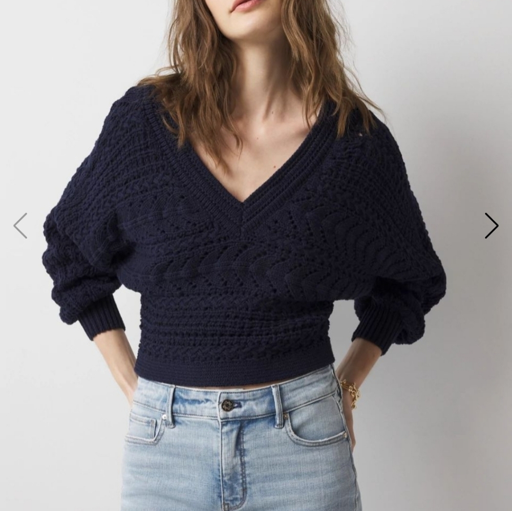 White House Black Market V-Neck Chunky Knit Dolman Pullover Sweater Size XS Nwot